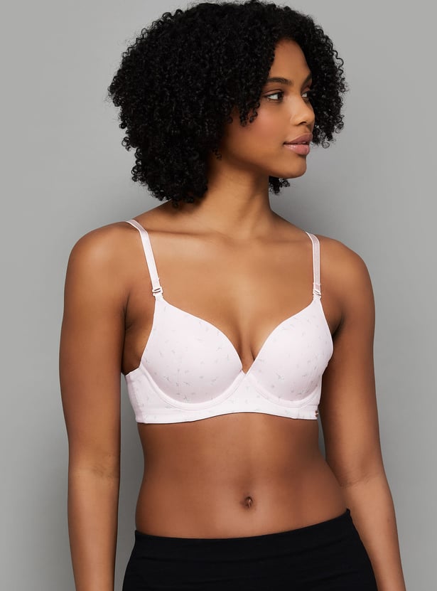 ENAMOR Floral Print Padded Wired Seamed Everyday Bra