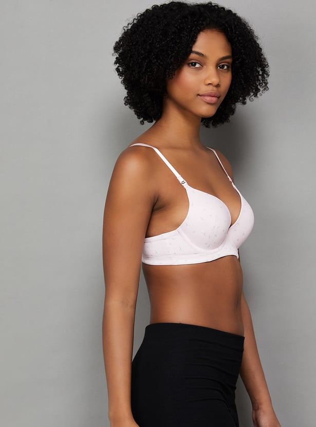 ENAMOR Floral Print Padded Wired Seamed Everyday Bra