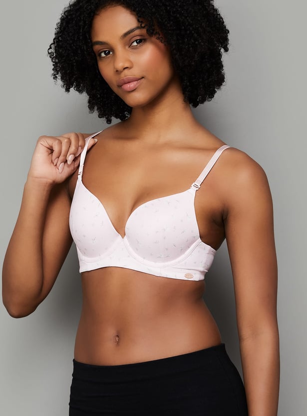 ENAMOR Floral Print Padded Wired Seamed Everyday Bra