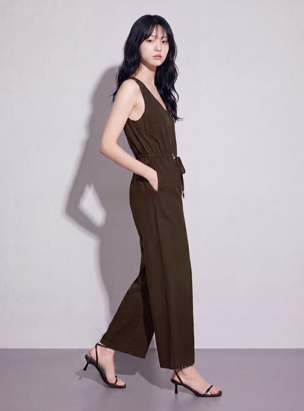 CODE Solid Tie-Up Jumpsuit
