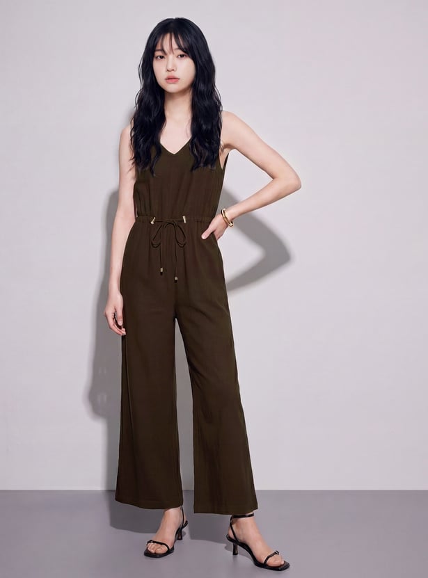 CODE Solid Tie-Up Jumpsuit