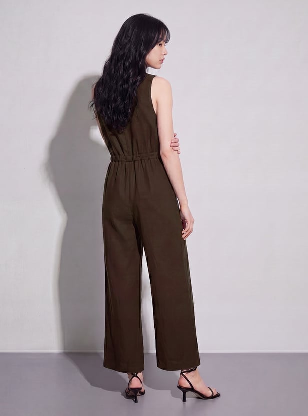CODE Solid Tie-Up Jumpsuit