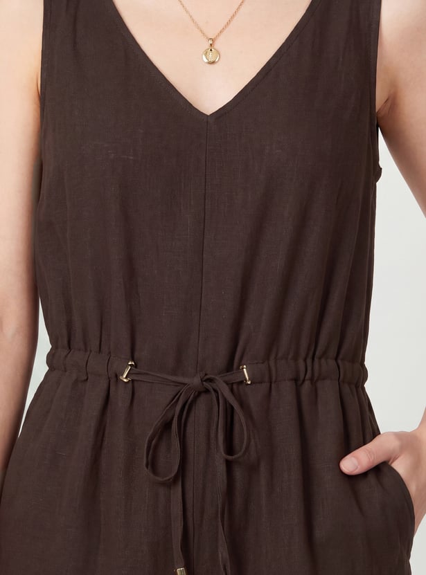 CODE Solid Tie-Up Jumpsuit