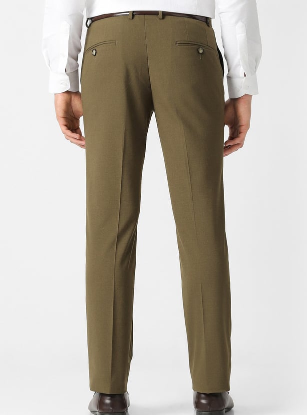 V DOT Solid Slim Straight Trousers