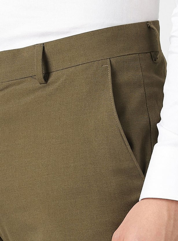 V DOT Solid Slim Straight Trousers