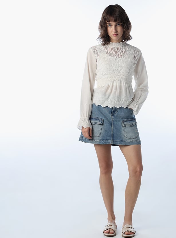 ONLY High-Neck Sheer Blouson Top