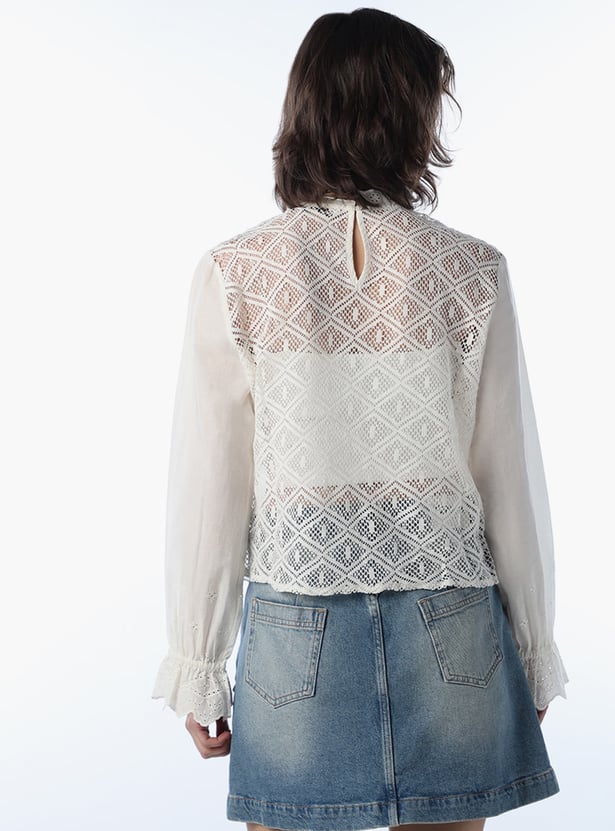 ONLY High-Neck Sheer Blouson Top