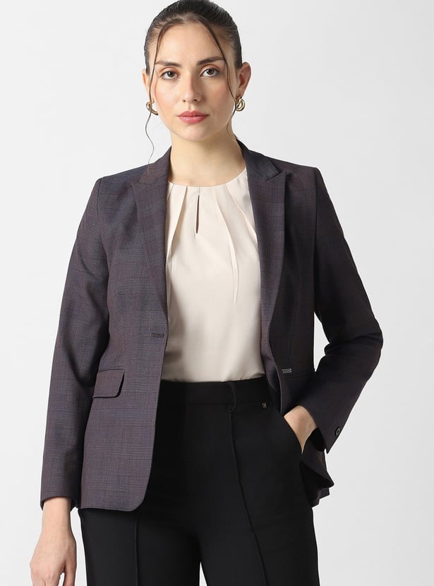 VAN HEUSEN Checked Regular Fit Blazer