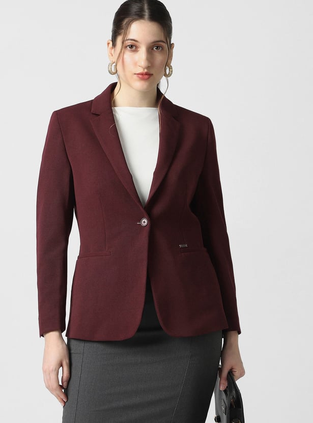 VAN HEUSEN Solid Single-breasted Blazer