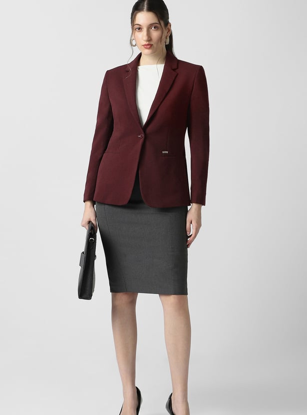 VAN HEUSEN Solid Single-breasted Blazer