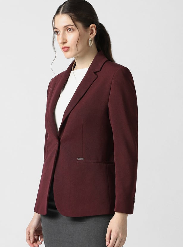 VAN HEUSEN Solid Single-breasted Blazer