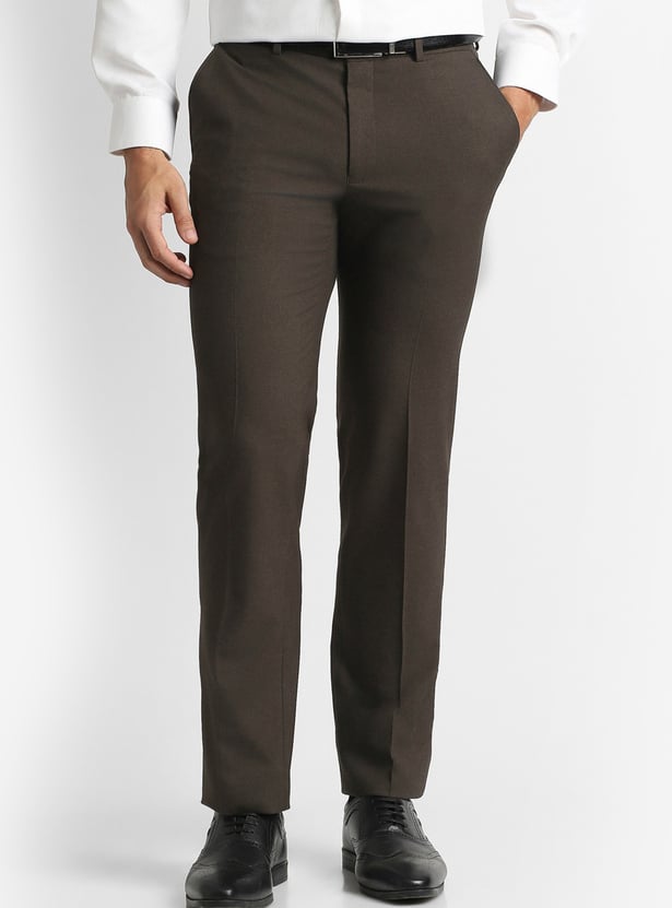 V DOT Solid Slim Straight Trousers