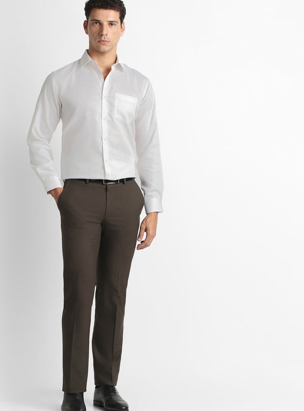 V DOT Solid Slim Straight Trousers