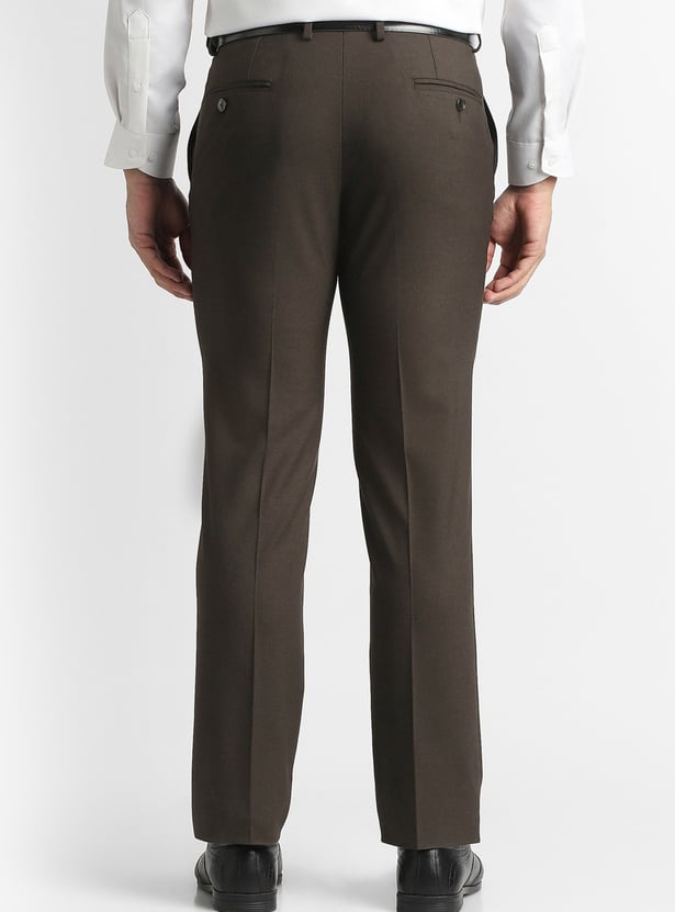 V DOT Solid Slim Straight Trousers