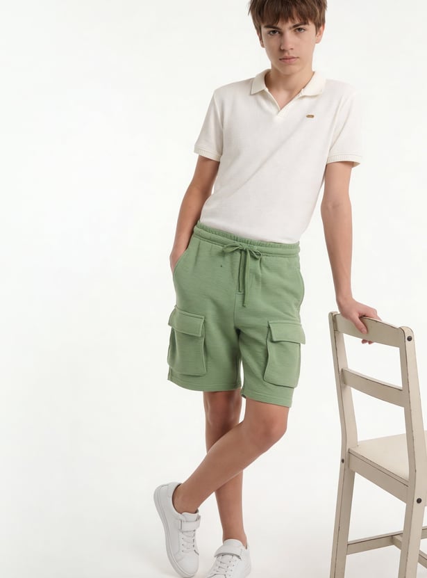 FAME FOREVER Boys Textured Cargo Shorts