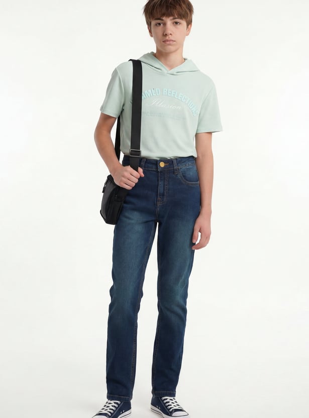 FAME FOREVER Boys Darkwashed Slim Fit Jeans