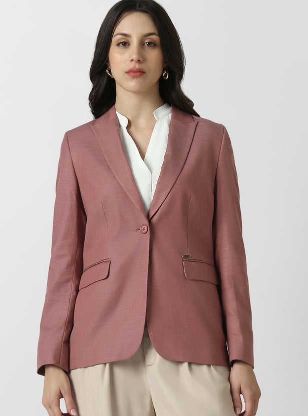 VAN HEUSEN Solid Single-breasted Blazer