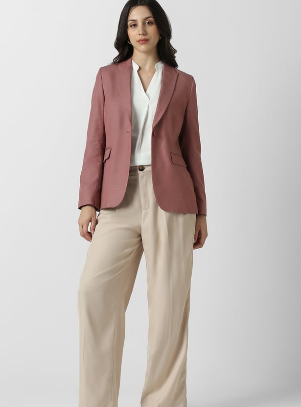 VAN HEUSEN Solid Single-breasted Blazer