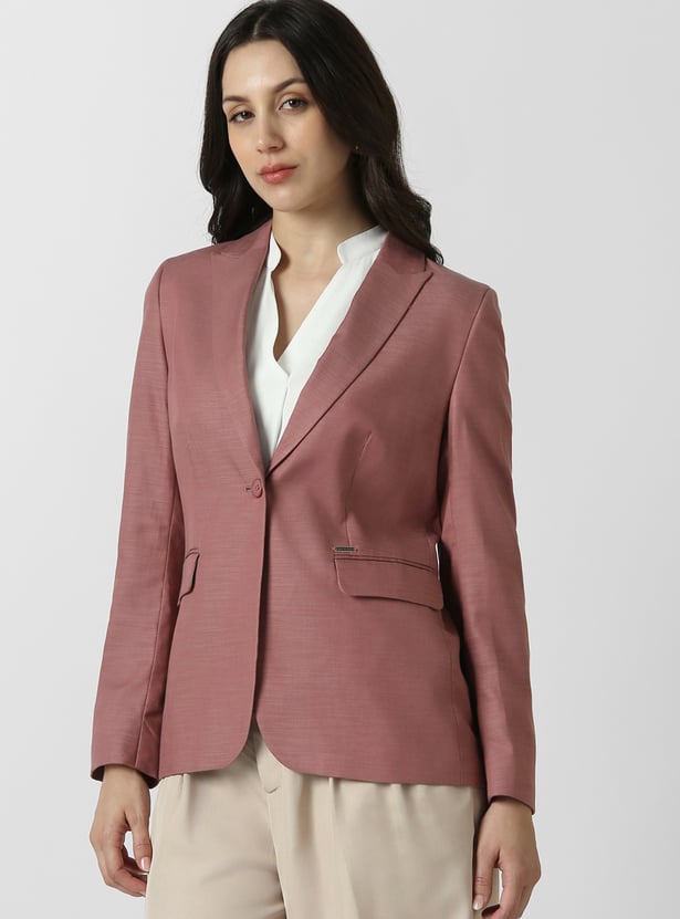 VAN HEUSEN Solid Single-breasted Blazer