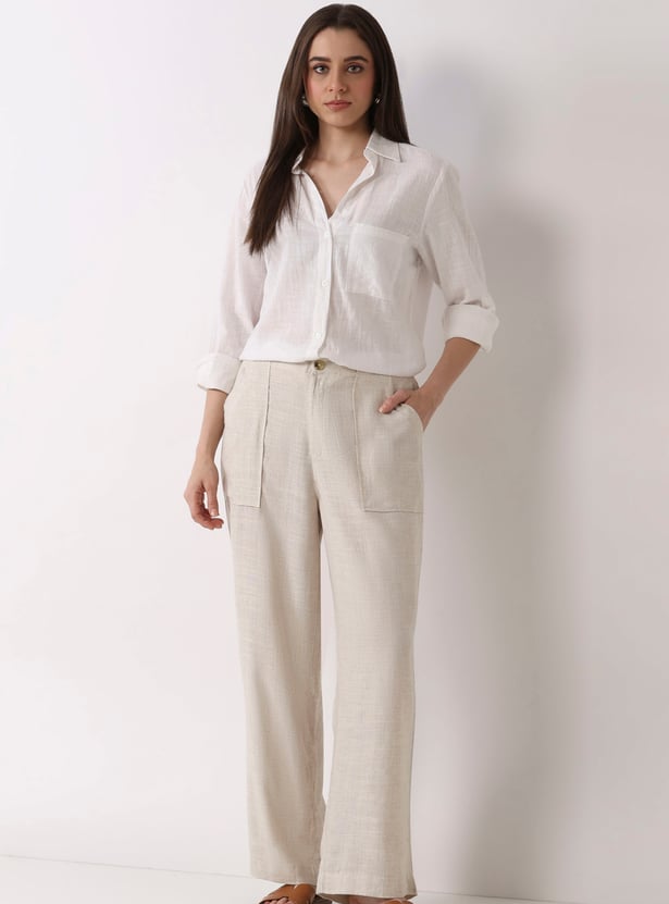 BIBA Solid Straight Pants