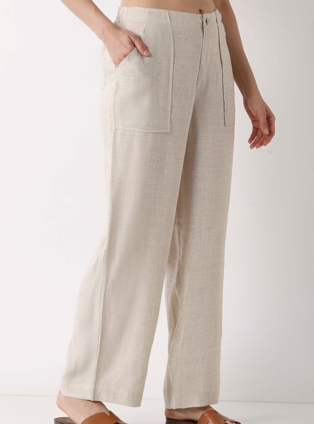 BIBA Solid Straight Pants