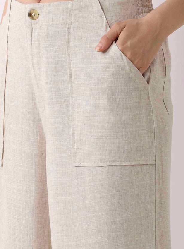 BIBA Solid Straight Pants