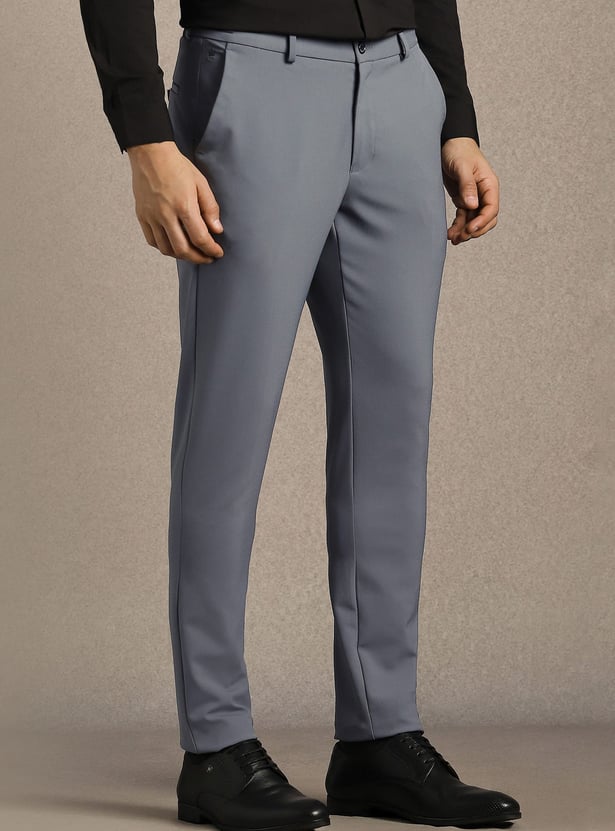 LOUIS PHILIPPE Solid Slim Straight Formal Trousers