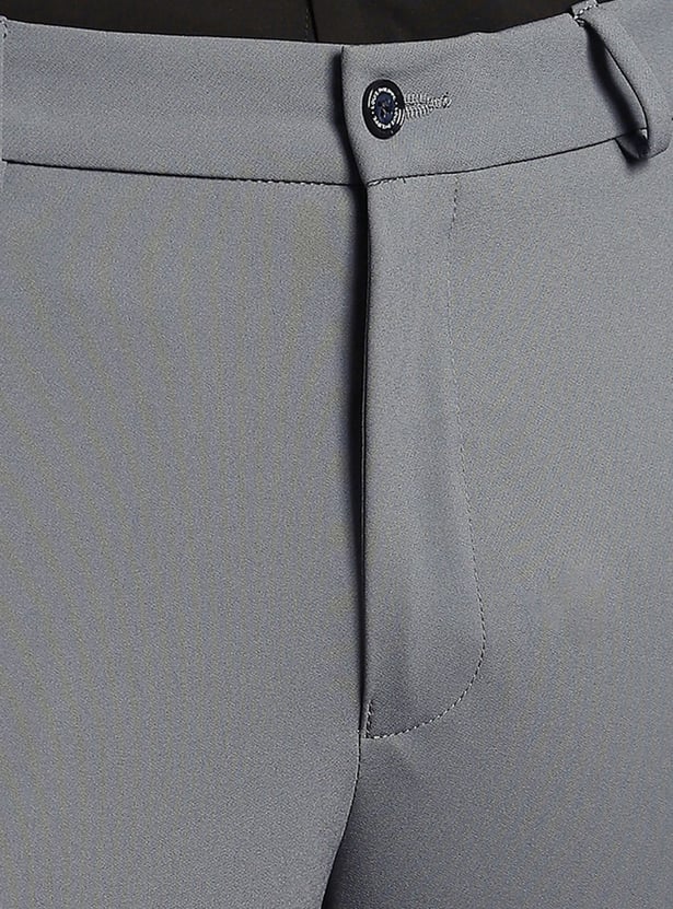 LOUIS PHILIPPE Solid Slim Straight Formal Trousers