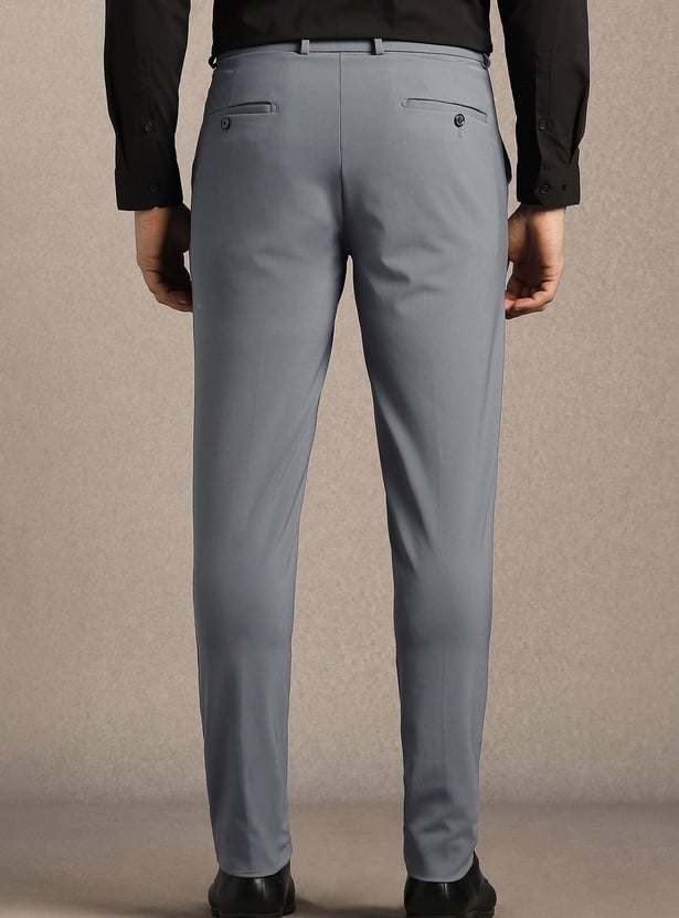 LOUIS PHILIPPE Solid Slim Straight Formal Trousers