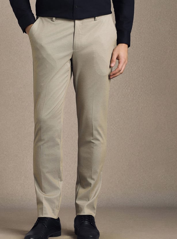 LOUIS PHILIPPE Solid Slim Straight Formal Trousers