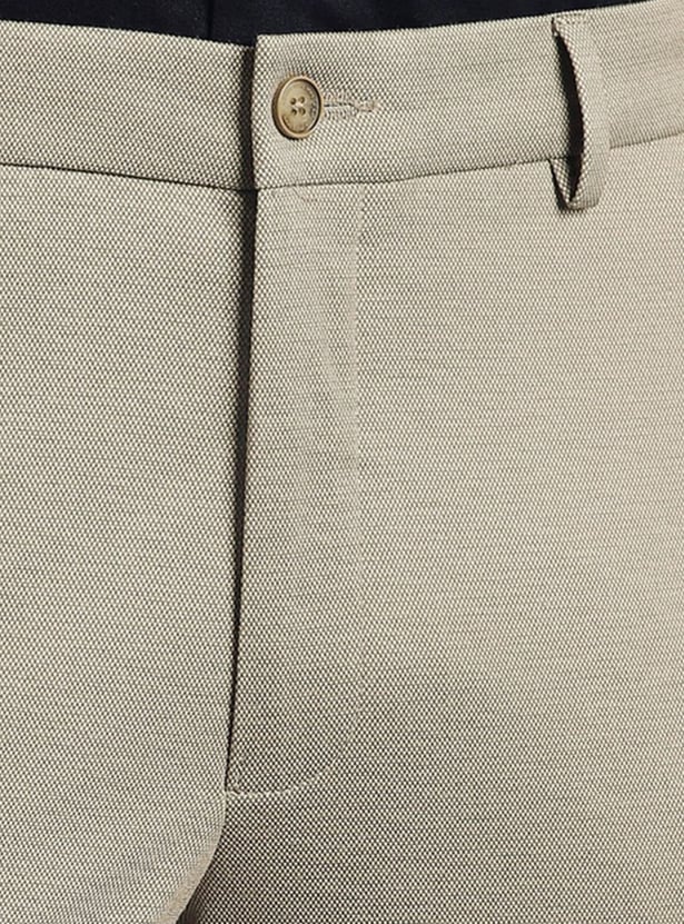 LOUIS PHILIPPE Solid Slim Straight Formal Trousers
