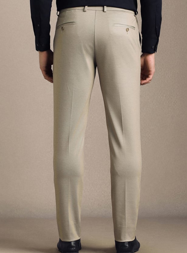 LOUIS PHILIPPE Solid Slim Straight Formal Trousers