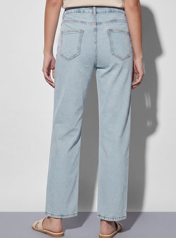 FAME FOREVER Solid Straight Fit Jeans