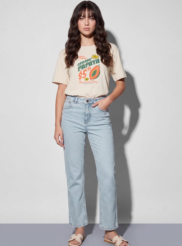 FAME FOREVER Solid Straight Fit Jeans
