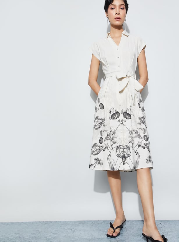 CODE Floral Print Shirt Dress
