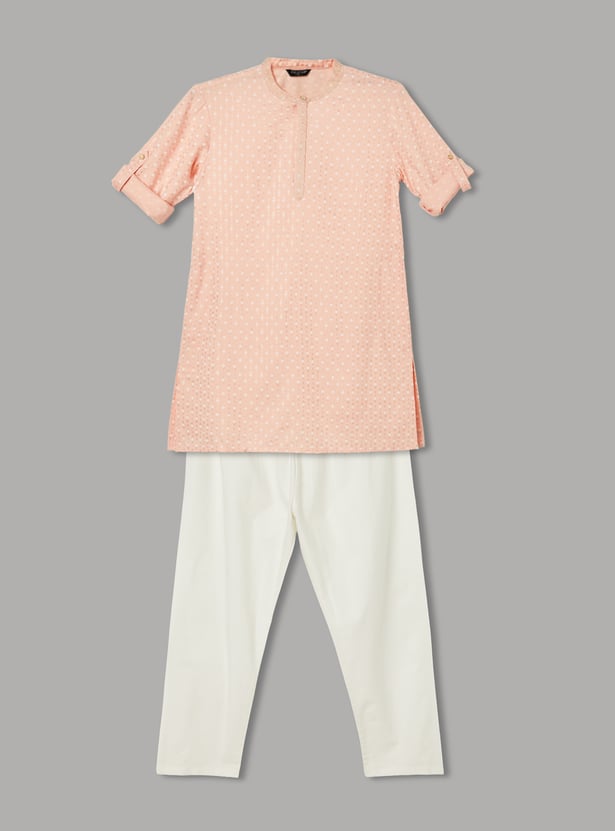 MELANGE Boys Solid Kurta with Pyjama Set