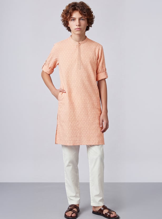 MELANGE Boys Solid Kurta with Pyjama Set
