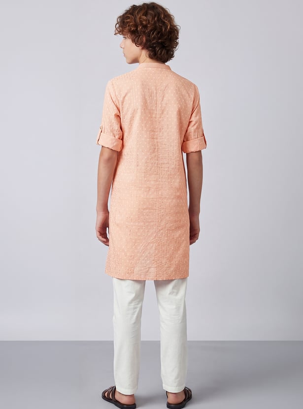 MELANGE Boys Solid Kurta with Pyjama Set