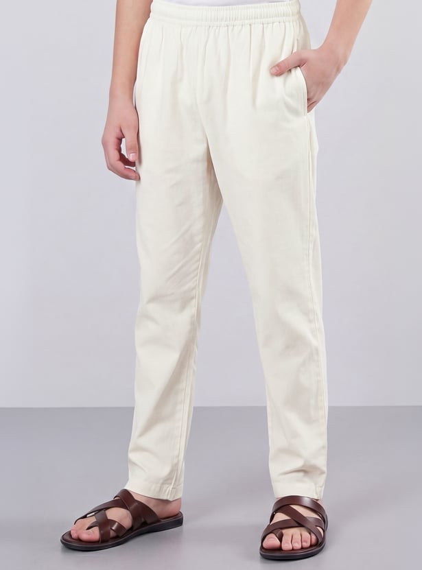 MELANGE Boys Solid Kurta with Pyjama Set