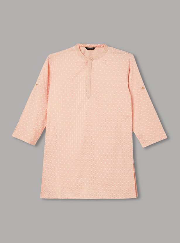 MELANGE Boys Solid Kurta with Pyjama Set