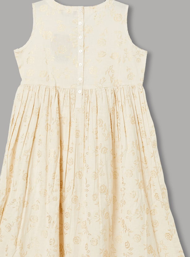 MELANGE Girls Floral Print Sleeveless Dress