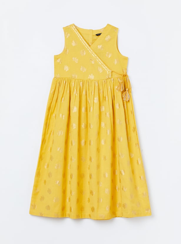 MELANGE Girls Embellished Wrap Dress