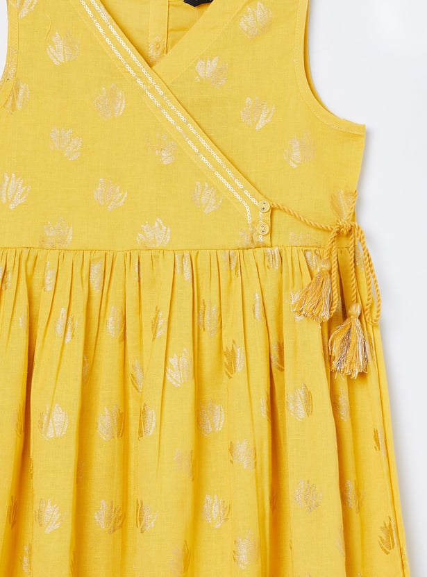 MELANGE Girls Embellished Wrap Dress