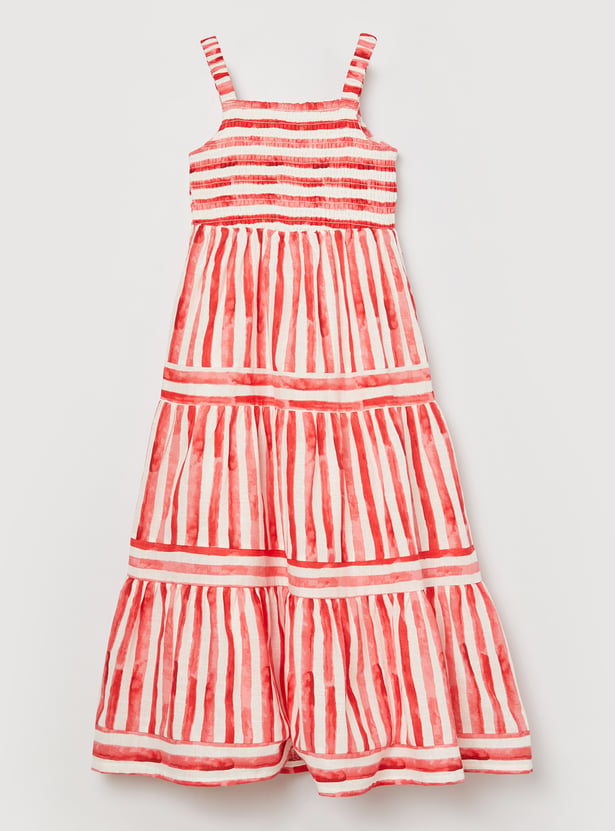 FAME FOREVER Girls Striped Tiered Dress