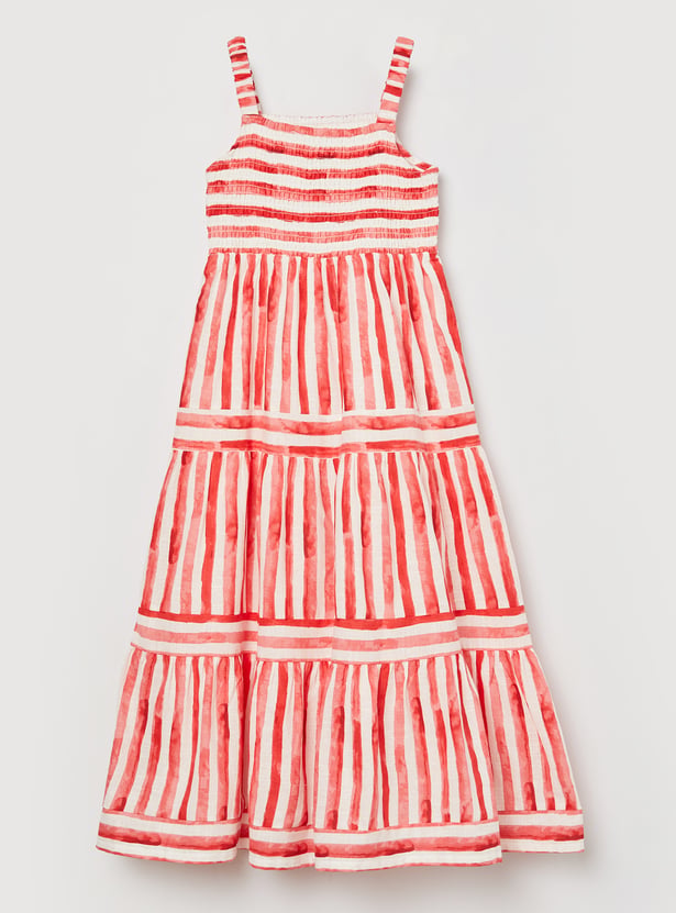 FAME FOREVER Girls Striped Tiered Dress