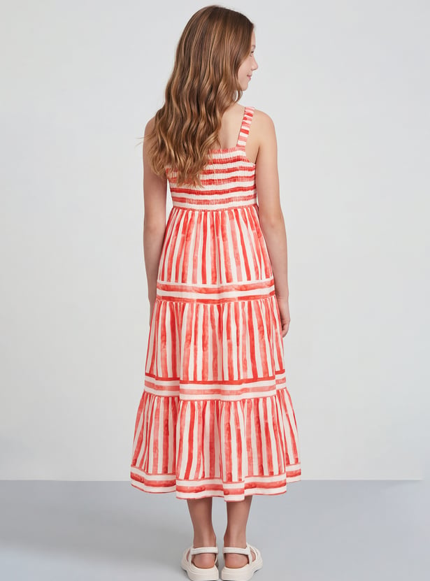 FAME FOREVER Girls Striped Tiered Dress