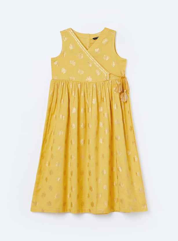 MELANGE Girls Embellished Tie-Up Dress