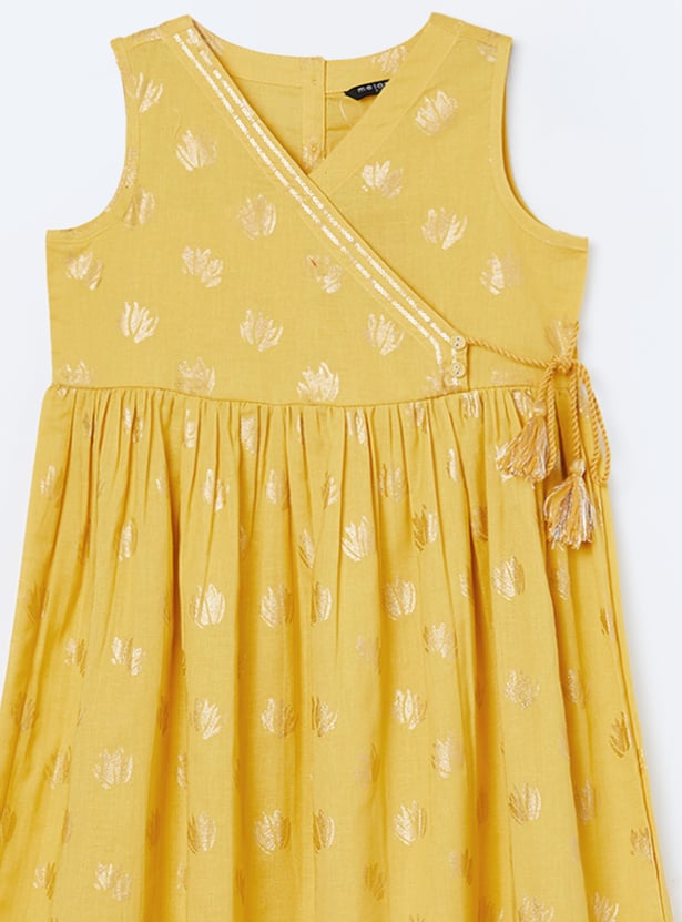 MELANGE Girls Embellished Tie-Up Dress