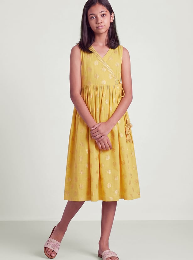 MELANGE Girls Embellished Tie-Up Dress