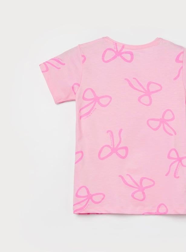 FAME FOREVER Girls Bow Printed T-shirt